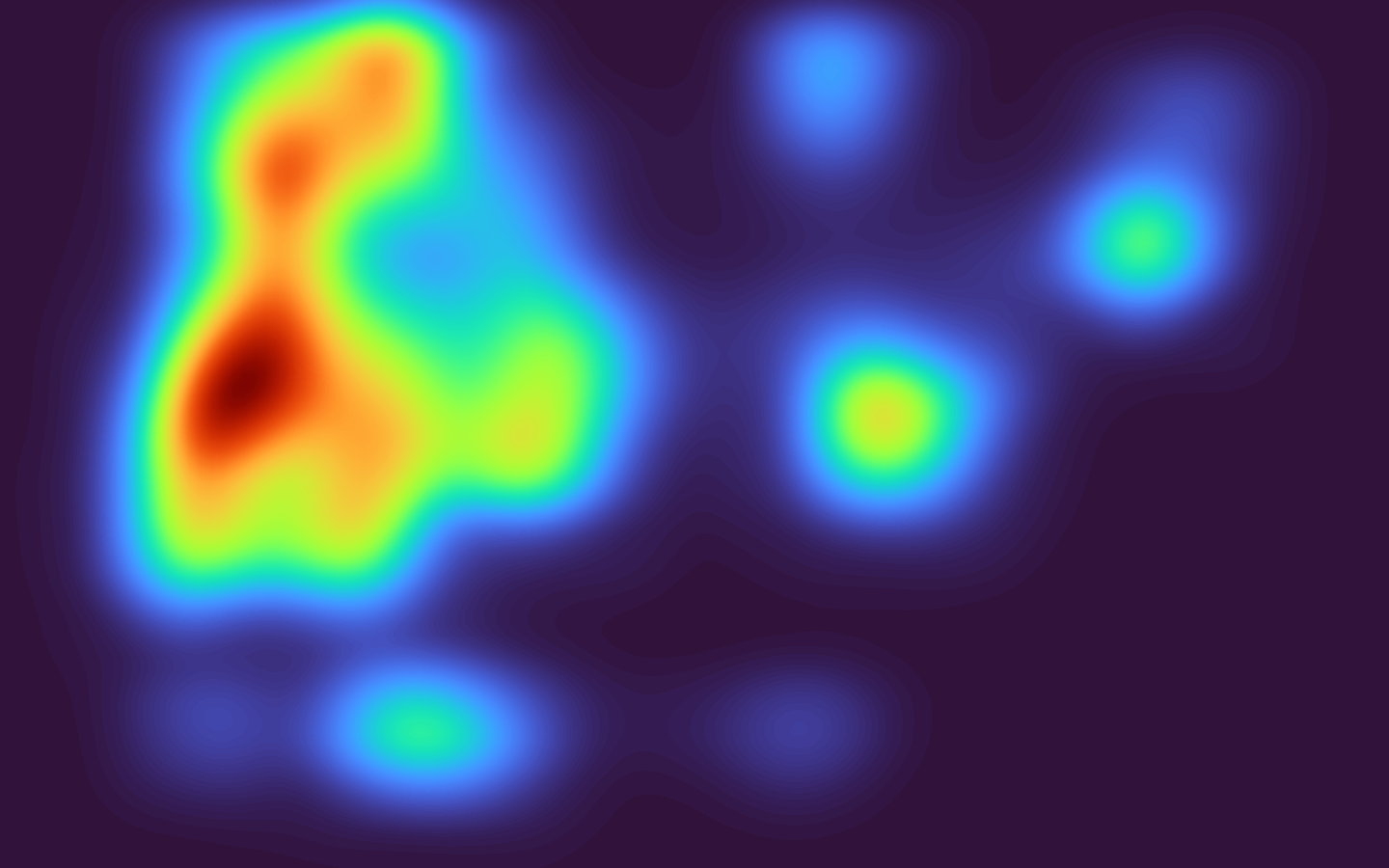 Predicted attention heatmap for the AttentionProof landing page at 1440 × 900
