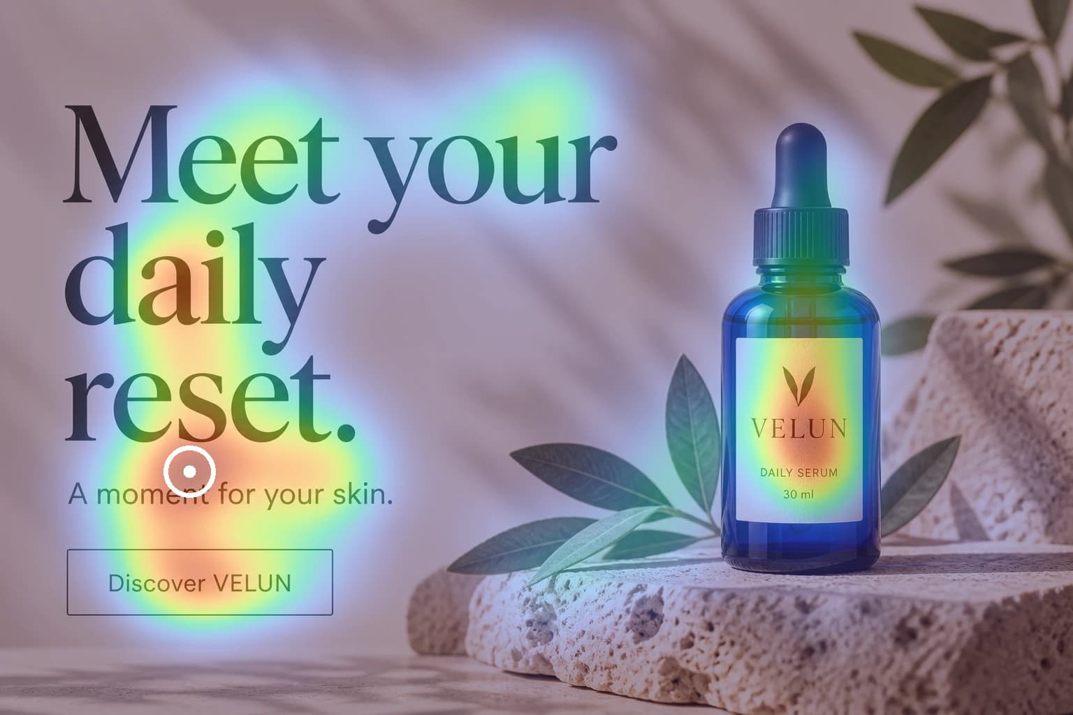 The original product ad with its predicted attention heatmap