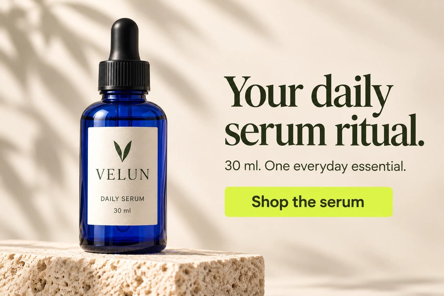 The revised product ad with a larger bottle, a different headline and a clearer shopping action